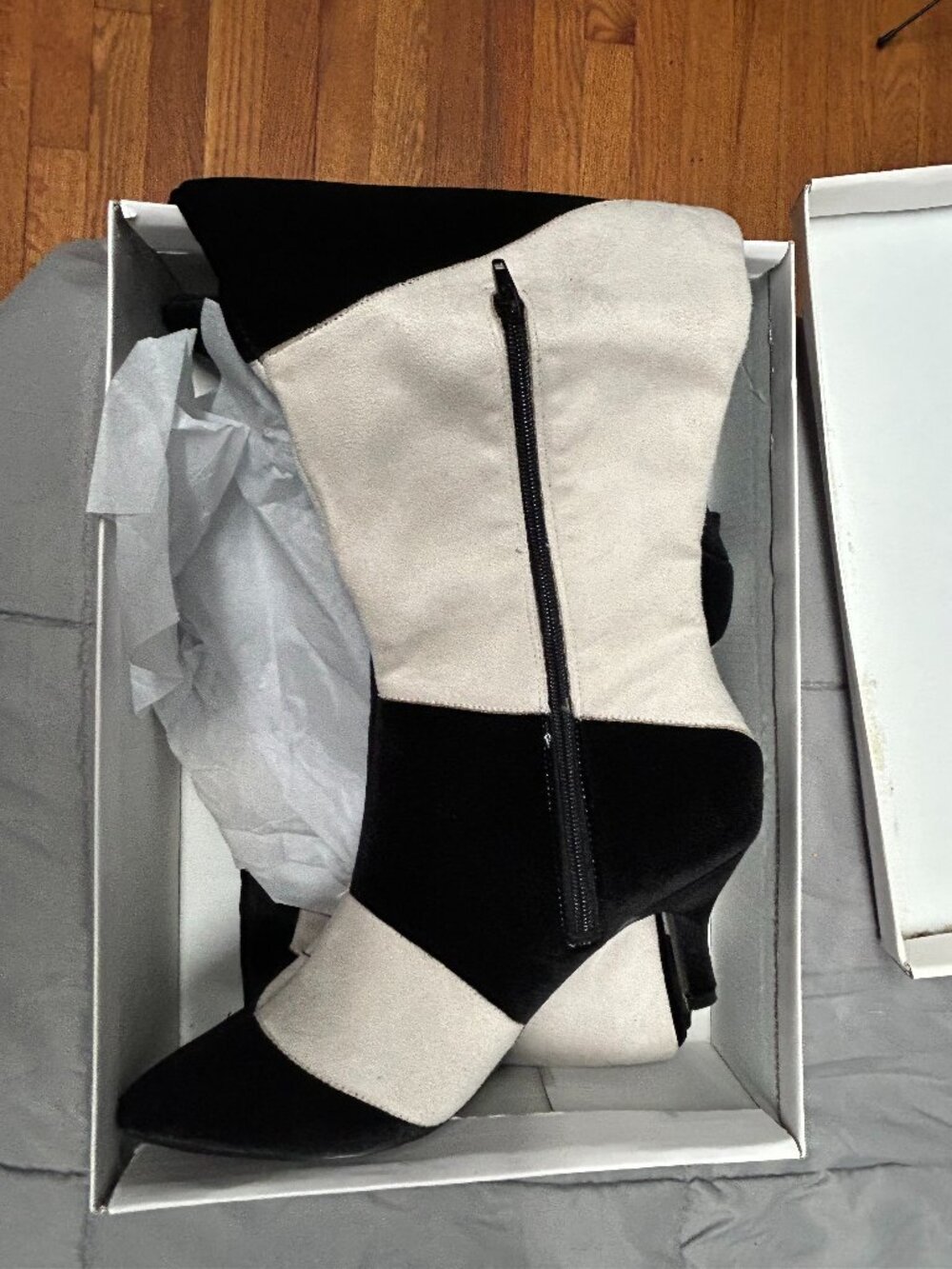 Suede Black and Off White Boots